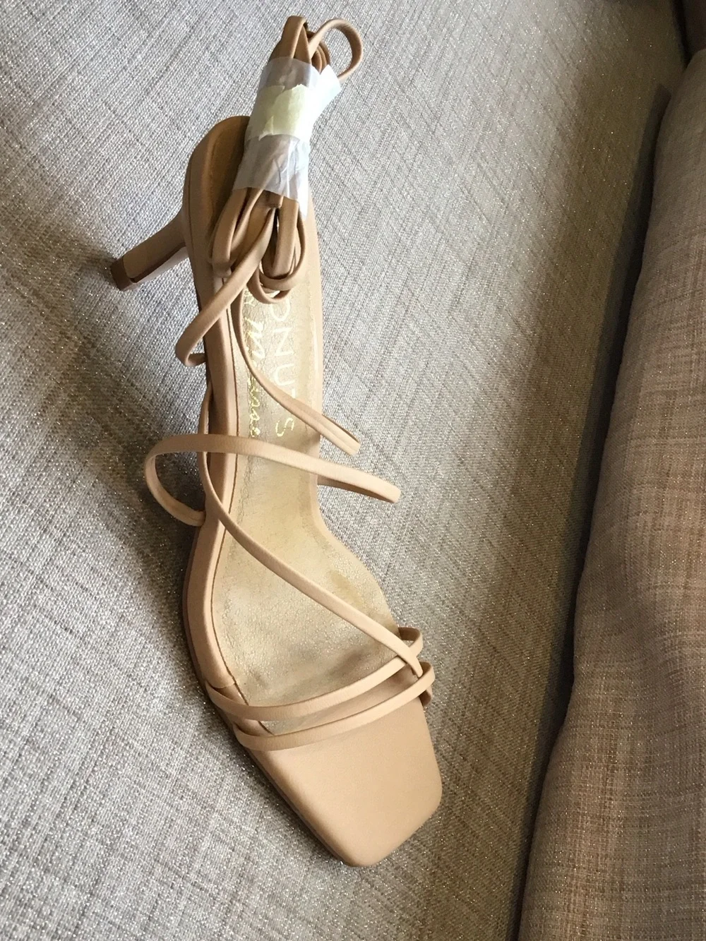 Coconuts by Matisse Nude Tan Strappy Square-Toe Lace-Up Sandal
